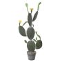 Fico d'India artificiale LEODORA con fiori, vaso decorativo, verde-giallo, 105 cm