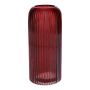 Vaso in vetro ALBURGIS con scanalature, rosso bordeaux trasparente, 20 cm, Ø 8,7 cm