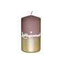 Candela a colonna JARDENA con scritta, Lieblingsmensch (persona preferita), marrone-oro, 13cm, Ø7cm, 52h