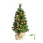 Abete finto BUKAREST, pigne, sacco iuta, decorato, LEDs, 60cm, Ø35cm