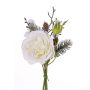 Mazzo di rose sintetico FANNI pigne, innevato, bianco, 30cm, Ø15cm