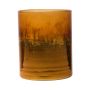 Portacandela grande RIGOBERTO, base dorata, arancione-marrone-trasparente, 12,5cm, Ø10cm