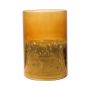 Portacandela grande RIGOBERTO, base dorata, arancione-marrone-trasparente, 15cm, Ø10cm