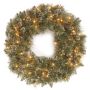 Corona artificiale invernale CALGARY, pigne, LEDs, ghiacciato, Ø60cm