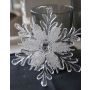 Ciondolo fiore di ghiaccio GEORGINA, acrilico, glitter, trasparente-argento-bianco, Ø 14 cm