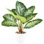 Pianta artificiale Dieffenbachia TAHRENY, vaso in melamina, verde, 35 cm