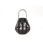 Lanterna CHARITHRA con manico, legno, inserto in vetro, nera, 15 cm, Ø 15,5 cm