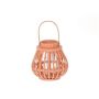 Lanterna CHARITHRA con manico, legno, inserto in vetro, arancione, 15 cm, Ø 15,5 cm
