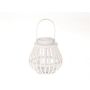 Lanterna CHARITHRA con manico, legno, inserto in vetro, bianca, 15 cm, Ø 15,5 cm