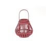 Lanterna CHARITHRA con manico, legno, inserto in vetro, color bacca, 15 cm, Ø 15,5 cm