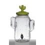 Erogatore per acqua AILIS, vetro, rubinetto, coperchio in ceramica a forma di cactus, trasparente-verde, 26x19x29 cm, 5 l