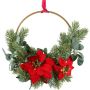 Ghirlanda decorativa Anello floreale Stella di Natale KIRLO, bacche, rosso, Ø 26 cm