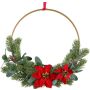Ghirlanda decorativa Anello floreale Stella di Natale KIRLO, bacche, pigne, rosso, Ø 40 cm
