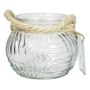 Portacandele FIDELMA in vetro, scanalature ondulate, trasparente, 9 cm, Ø 11,5 cm