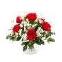 Mazzo di rose ELLI con gipsofila e foglie, rosso, 35cm, Ø30cm