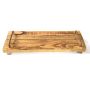 Vassoio vintage di legno FENRIK con manico, fiammato naturale, 50x14x4cm