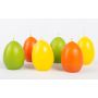 Candele a forma di uovo di Pasqua LEONITA, 6 pezzi, giallo-arancione-verde, 6 cm, 4,5 cm, 7 h - Made in Germany
