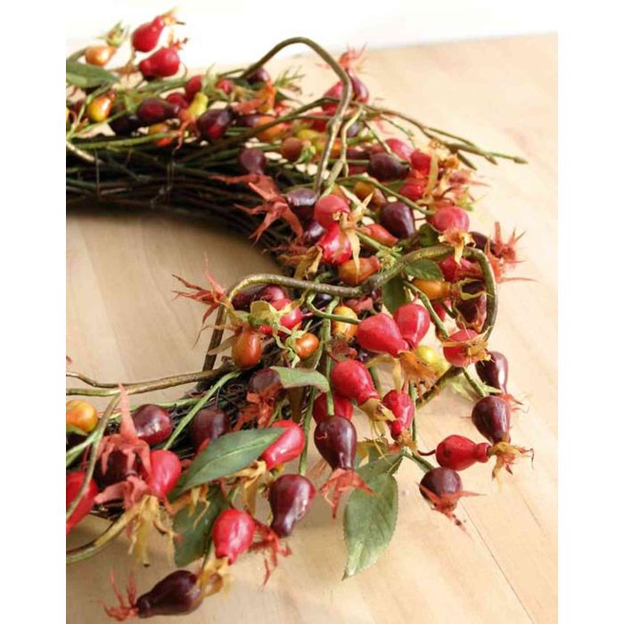 Corona di rosa canina artificiale FJALLA con frutti, rosso-arancione, 40cm