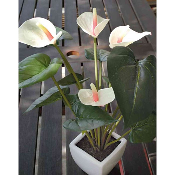Anturio Artificiale Moira – Finto Fiore Decorativo Rosso/Giallo, Altezza 75 Cm