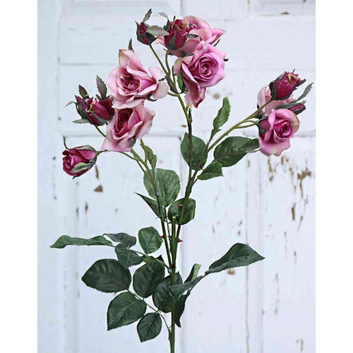 Ramo di rose finte da 35, fiori artificiali color rosa antico, al tatto, - Italia