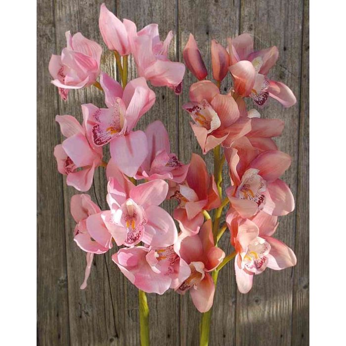 Pianta Artificiale Orchidea Cymbidium 1,3m, Fiori Bianchi In Seta, In Vaso Con Cemento, Per Interni/Esterni