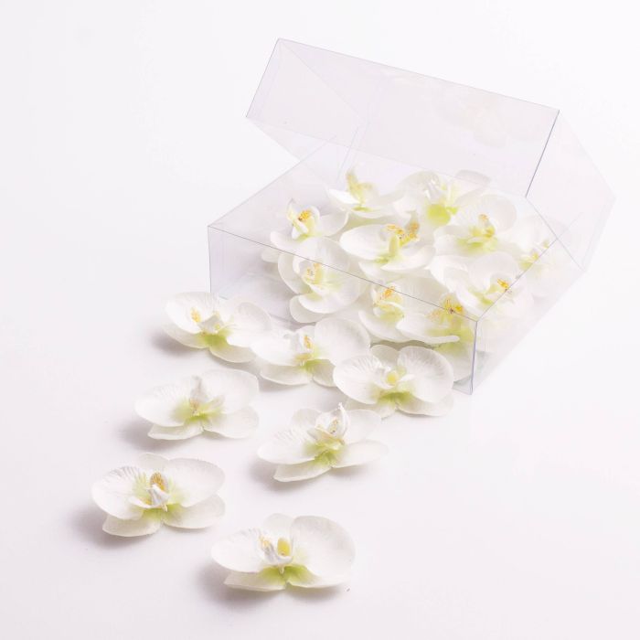 Fiori Artificiali HinyoCo Phalaenopsis - 5 Steli Con 8 Fiori Ciascuno, Bianco Con Macchie, Con 2 Foglie, Per Decorazione - Foto 1