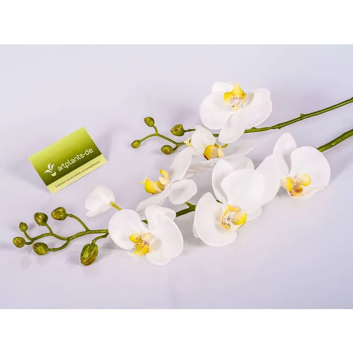 Orchidea Finta Bianca - 2 Rami Artificiali Per Decorazione Casa E Eventi - Foto 3