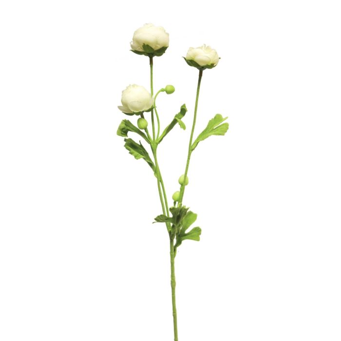 Mazzo Di Ranuncoli Finti Artplants - Bianco-Rosa - 20cm - Ranuncoli Artificiali Decorativi Per Casa