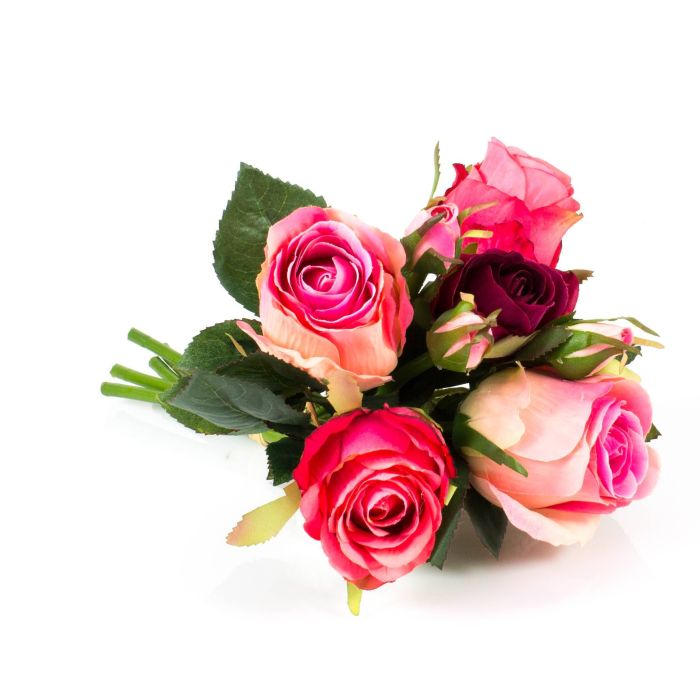 Mazzo di rose decorativo mini-MOLLY, 5 rose, 3 gemme, rosa-magenta