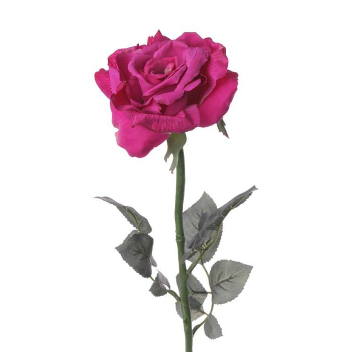Rosa finta QUINZY, fucsia, 65cm, Ø13cm - Fiori artificiali