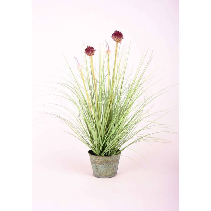Allium Finto ARNAU Artificiale - Pianta Decorativa Verde E Crema, Altezza 60 Cm - Per Interni