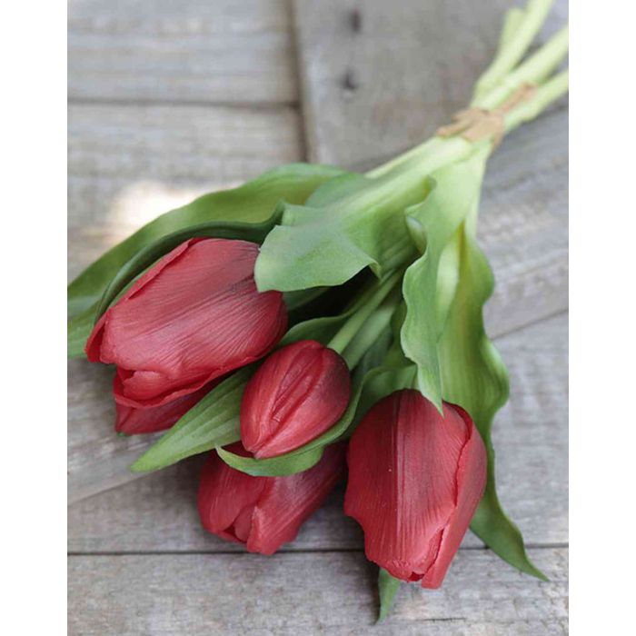 Vaso 3 Tulipani rosso rosso in artificiale stile