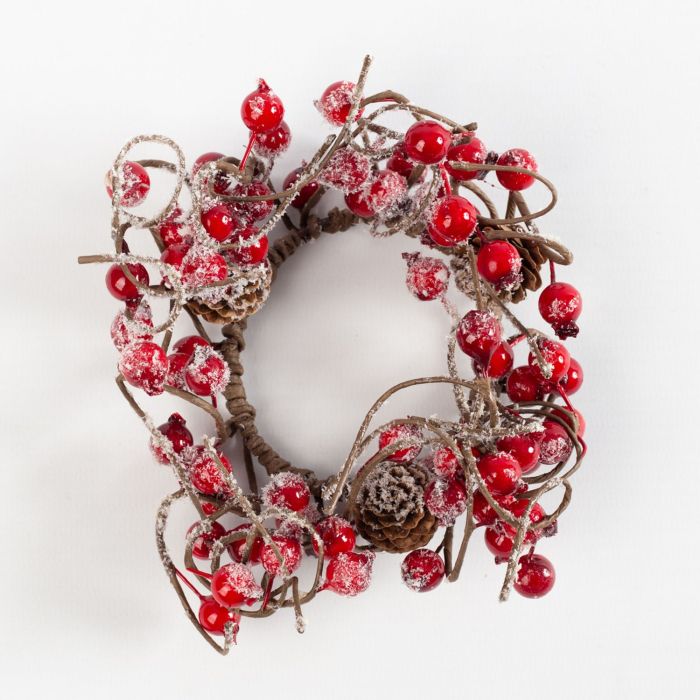 Ghirlanda Portacandele Con Bacche - 12 Pezzi, Diametro 9 Cm, Per Decorazione Casa, Natale, Autunno, Feste