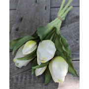 Mazzo di tulipani artificiali LEANA, bianco-verde, 30cm, Ø20cm