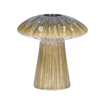 Vaso da fiori RAIMUNDE in ceramica, a forma di fungo, scanalature, verde, 9,5cm, Ø9cm