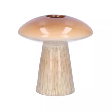 Vaso da fiori RAIMUNDE in ceramica, a forma di fungo, marrone-beige, 9,5cm, Ø9cm