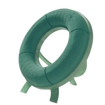 Schiuma umida OASIS Corona BRONNY, base in schiuma rigida EcoBase, supporto in legno, verde, 8 cm, Ø 42 cm