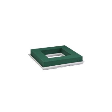 OASIS Schiuma floreale quadrata aperta CARESSA in contenitore in composto di carta, verde, 27x27x4,5 cm