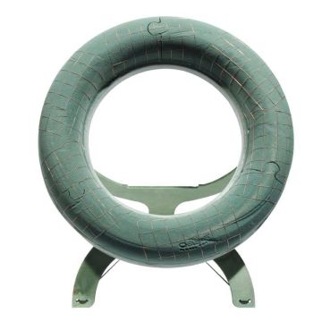OASIS Schiuma umida ad anello BLAINE, base in schiuma rigida EcoBase, supporto in legno, rete metallica, verde, Ø52 cm