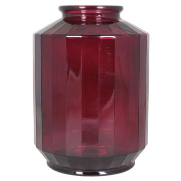 Vaso di vetro per fiori LOANA, trasparente-rosso, 35cm, Ø25cm, 12L