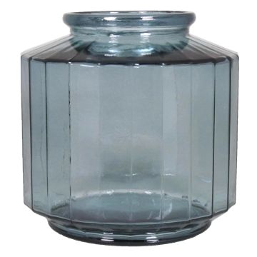 Vaso di vetro per fiori LOANA, trasparente-blu, 23cm, Ø23cm, 4L