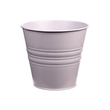 Fioriera rotonda MICOLATO con scanalature, zinco, tortora, 16cm, Ø18,5cm