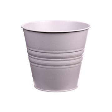 Fioriera rotonda MICOLATO con scanalature, zinco, tortora, 12cm, Ø13,5cm