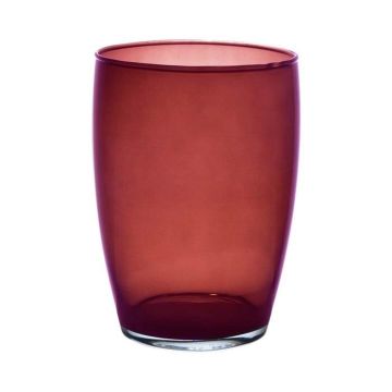 Vaso da fiori HENRY in vetro, rotondo, rosso trasparente, 20 cm, Ø 14 cm