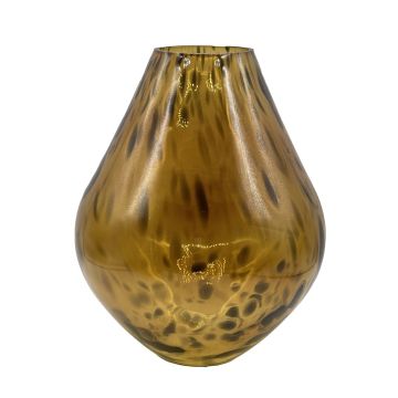Vaso da fiori RUSSELL, vetro, panciuto, motivo leopardato, marrone-trasparente, 28 cm, Ø 23 cm