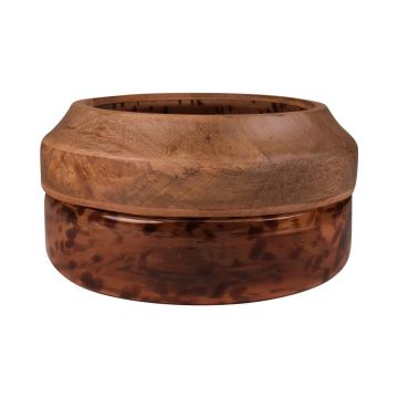 Ciotola decorativa RUSSELL con legno di mango, vetro, motivo leopardato, marrone-trasparente, 15,5 cm, Ø 30 cm