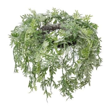 Ghirlanda artificiale per soffitto Cipresso SOVLI, ghiacciato, bianco-verde, Ø 55 cm