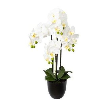 Orchidea Phalaenopsis artificiale UKERNA in vaso di resina, bianca, 70 cm