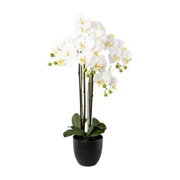 Orchidea Phalaenopsis artificiale UKERNA in vaso di resina, bianca, 85 cm
