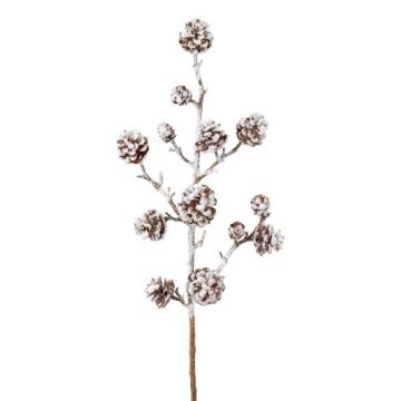 Ramo artificiale abete JORFEN con pigne, innevato, bianco-marrone, 60 cm